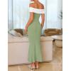 imageZESICA Womens 2025 Summer Off The Shoulder Knit Maxi Dresses Sleeveless Color Block Formal Party Bodycon DressLight Green