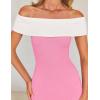 imageZESICA Womens 2025 Summer Off The Shoulder Knit Maxi Dresses Sleeveless Color Block Formal Party Bodycon DressPink