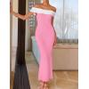 imageZESICA Womens 2025 Summer Off The Shoulder Knit Maxi Dresses Sleeveless Color Block Formal Party Bodycon DressPink