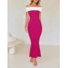imageZESICA Womens 2025 Summer Off The Shoulder Knit Maxi Dresses Sleeveless Color Block Formal Party Bodycon DressRose