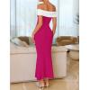 imageZESICA Womens 2025 Summer Off The Shoulder Knit Maxi Dresses Sleeveless Color Block Formal Party Bodycon DressRose