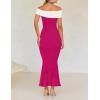 imageZESICA Womens 2025 Summer Off The Shoulder Knit Maxi Dresses Sleeveless Color Block Formal Party Bodycon DressRose