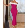 imageZESICA Womens 2025 Summer Off The Shoulder Knit Maxi Dresses Sleeveless Color Block Formal Party Bodycon DressRose