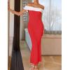 imageZESICA Womens 2025 Summer Off The Shoulder Knit Maxi Dresses Sleeveless Color Block Formal Party Bodycon DressWatermelon