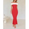 imageZESICA Womens 2025 Summer Off The Shoulder Knit Maxi Dresses Sleeveless Color Block Formal Party Bodycon DressWatermelon