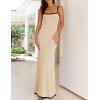 imageZESICA Womens 2025 Summer Spaghetti Straps Maxi Dress Sleeveless Square Neck Lightweight Long Beach DressesApricot