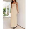 imageZESICA Womens 2025 Summer Spaghetti Straps Maxi Dress Sleeveless Square Neck Lightweight Long Beach DressesApricot