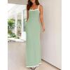 imageZESICA Womens 2025 Summer Spaghetti Straps Maxi Dress Sleeveless Square Neck Lightweight Long Beach DressesGreen