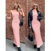 imageZESICA Womens 2025 Summer Spaghetti Straps Maxi Dress Sleeveless Square Neck Lightweight Long Beach DressesPink