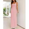 imageZESICA Womens 2025 Summer Spaghetti Straps Maxi Dress Sleeveless Square Neck Lightweight Long Beach DressesPink