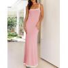 imageZESICA Womens 2025 Summer Spaghetti Straps Maxi Dress Sleeveless Square Neck Lightweight Long Beach DressesPink