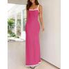 imageZESICA Womens 2025 Summer Spaghetti Straps Maxi Dress Sleeveless Square Neck Lightweight Long Beach DressesRose
