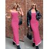 imageZESICA Womens 2025 Summer Spaghetti Straps Maxi Dress Sleeveless Square Neck Lightweight Long Beach DressesRose