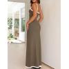 imageZESICA Womens 2025 Summer Spaghetti Straps Maxi Dress Sleeveless Square Neck Lightweight Long Beach DressesTaupe