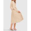 imageZESICA Womens Fall Long Sleeve Midi Dress Casual Crewneck Knit Belted Pleated A Line Flowy Party DressesApricot
