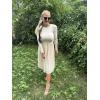 imageZESICA Womens Fall Long Sleeve Midi Dress Casual Crewneck Knit Belted Pleated A Line Flowy Party DressesApricot