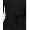 imageZESICA Womens Fall Long Sleeve Midi Dress Casual Crewneck Knit Belted Pleated A Line Flowy Party DressesBlack