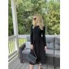 imageZESICA Womens Fall Long Sleeve Midi Dress Casual Crewneck Knit Belted Pleated A Line Flowy Party DressesBlack