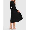 imageZESICA Womens Fall Long Sleeve Midi Dress Casual Crewneck Knit Belted Pleated A Line Flowy Party DressesBlack