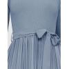 imageZESICA Womens Fall Long Sleeve Midi Dress Casual Crewneck Knit Belted Pleated A Line Flowy Party DressesDusty Blue