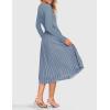 imageZESICA Womens Fall Long Sleeve Midi Dress Casual Crewneck Knit Belted Pleated A Line Flowy Party DressesDusty Blue