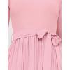 imageZESICA Womens Fall Long Sleeve Midi Dress Casual Crewneck Knit Belted Pleated A Line Flowy Party DressesLight Pink