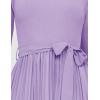imageZESICA Womens Fall Long Sleeve Midi Dress Casual Crewneck Knit Belted Pleated A Line Flowy Party DressesPurple
