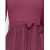 imageZESICA Womens Fall Long Sleeve Midi Dress Casual Crewneck Knit Belted Pleated A Line Flowy Party DressesPurple Red
