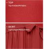 imageZESICA Womens Fall Long Sleeve Midi Dress Casual Crewneck Knit Belted Pleated A Line Flowy Party DressesRed