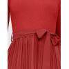 imageZESICA Womens Fall Long Sleeve Midi Dress Casual Crewneck Knit Belted Pleated A Line Flowy Party DressesRed