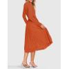 imageZESICA Womens Fall Long Sleeve Midi Dress Casual Crewneck Knit Belted Pleated A Line Flowy Party DressesRust