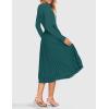 imageZESICA Womens Fall Long Sleeve Midi Dress Casual Crewneck Knit Belted Pleated A Line Flowy Party DressesTeal