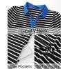 imageZESICA Womens Summer Casual Striped Mini Dresses 2025 Lapel V Neck Short Sleeve Flowy A Line T Shirt DressBlack