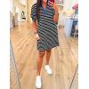 imageZESICA Womens Summer Casual Striped Mini Dresses 2025 Lapel V Neck Short Sleeve Flowy A Line T Shirt DressBlack