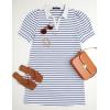 imageZESICA Womens Summer Casual Striped Mini Dresses 2025 Lapel V Neck Short Sleeve Flowy A Line T Shirt DressBlue