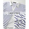 imageZESICA Womens Summer Casual Striped Mini Dresses 2025 Lapel V Neck Short Sleeve Flowy A Line T Shirt DressBlue