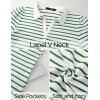 imageZESICA Womens Summer Casual Striped Mini Dresses 2025 Lapel V Neck Short Sleeve Flowy A Line T Shirt DressGreen