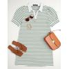 imageZESICA Womens Summer Casual Striped Mini Dresses 2025 Lapel V Neck Short Sleeve Flowy A Line T Shirt DressGreen
