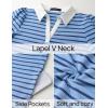 imageZESICA Womens Summer Casual Striped Mini Dresses 2025 Lapel V Neck Short Sleeve Flowy A Line T Shirt DressSkyblue