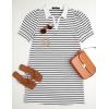 imageZESICA Womens Summer Casual Striped Mini Dresses 2025 Lapel V Neck Short Sleeve Flowy A Line T Shirt DressWhite