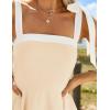 imageZESICA Womens Summer Sleeveless Mini Dress Tie Shoulder Square Neck High Waist Swing A Line Short SundressesApricot
