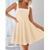 imageZESICA Womens Summer Sleeveless Mini Dress Tie Shoulder Square Neck High Waist Swing A Line Short SundressesApricot