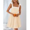 imageZESICA Womens Summer Sleeveless Mini Dress Tie Shoulder Square Neck High Waist Swing A Line Short SundressesApricot