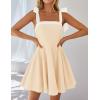 imageZESICA Womens Summer Sleeveless Mini Dress Tie Shoulder Square Neck High Waist Swing A Line Short SundressesApricot