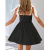 imageZESICA Womens Summer Sleeveless Mini Dress Tie Shoulder Square Neck High Waist Swing A Line Short SundressesBlack