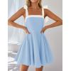 imageZESICA Womens Summer Sleeveless Mini Dress Tie Shoulder Square Neck High Waist Swing A Line Short SundressesLightblue