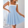 imageZESICA Womens Summer Sleeveless Mini Dress Tie Shoulder Square Neck High Waist Swing A Line Short SundressesLightblue