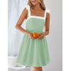 imageZESICA Womens Summer Sleeveless Mini Dress Tie Shoulder Square Neck High Waist Swing A Line Short SundressesLightgreen