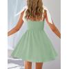 imageZESICA Womens Summer Sleeveless Mini Dress Tie Shoulder Square Neck High Waist Swing A Line Short SundressesLightgreen