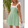 imageZESICA Womens Summer Sleeveless Mini Dress Tie Shoulder Square Neck High Waist Swing A Line Short SundressesLightgreen